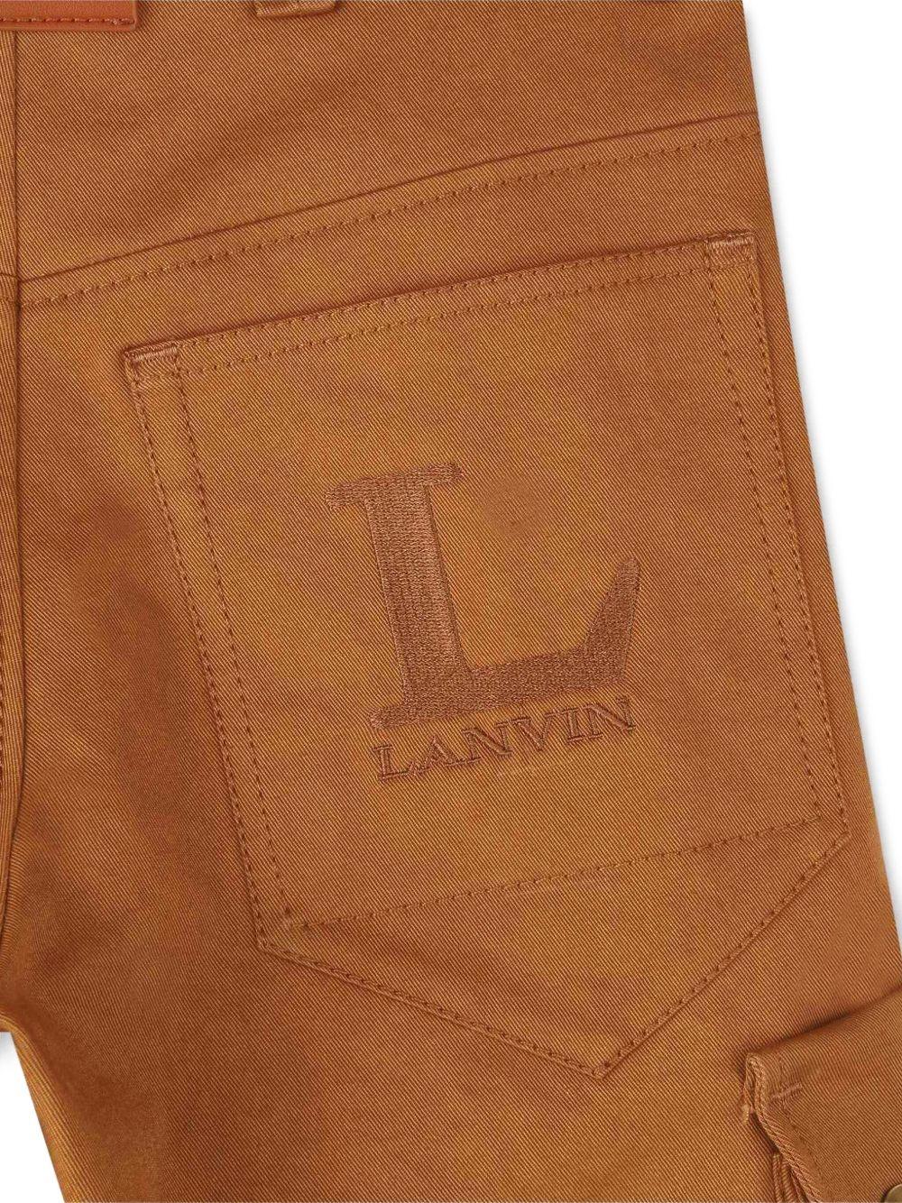 Pantaloni per bambino Lanvin Enfant marrone con tasche cargo laterali - Rubino Kids