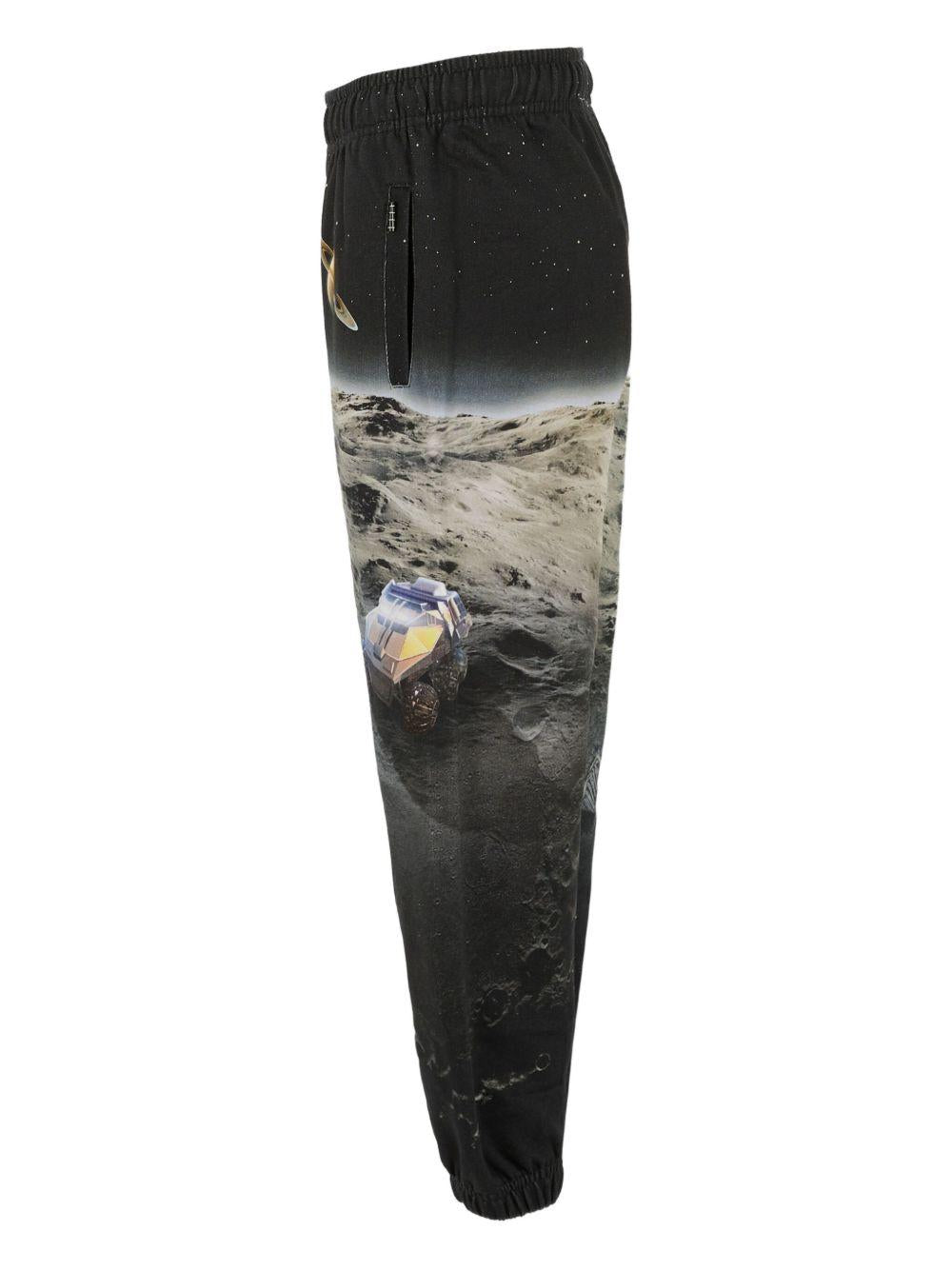 Pantaloni per bambino Molo neri con stampa Moon Landing - Rubino Kids