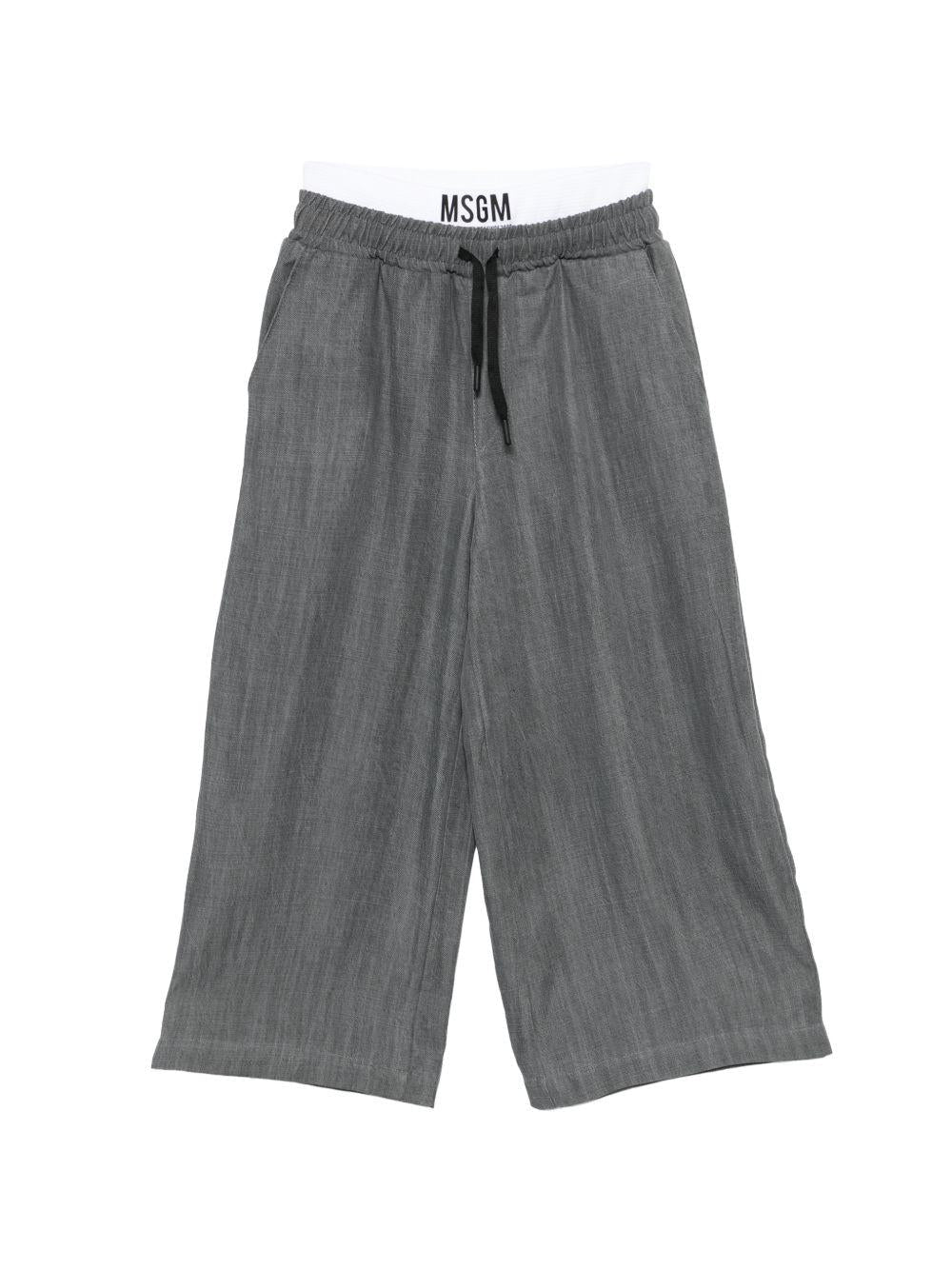 Pantaloni per bambino MSGM Kids grigi con elastico in vita - Rubino Kids