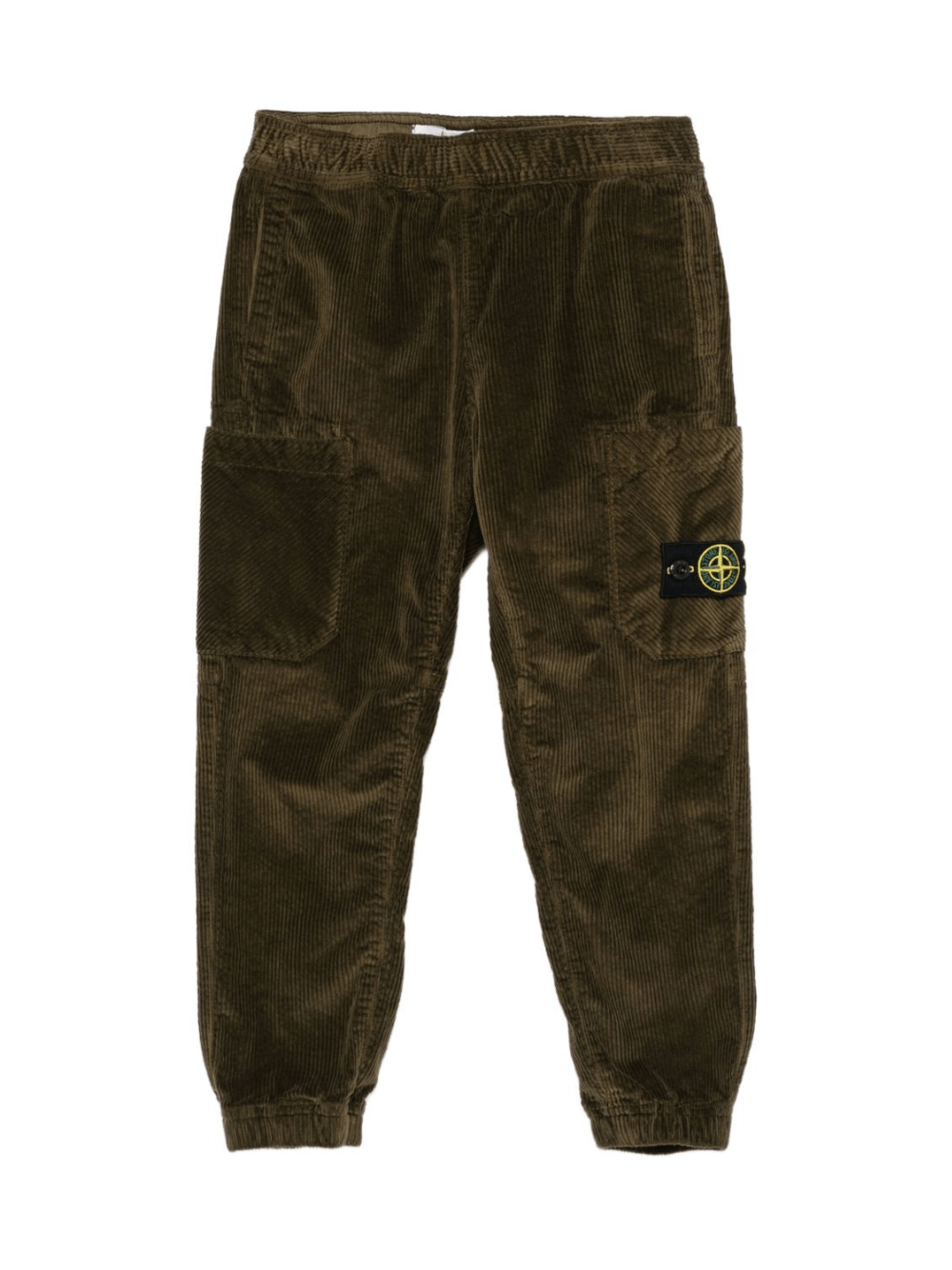 Pantaloni per bambino Stone Island Junior verde oliva in velluto a coste con tasche applicate - Rubino Kids
