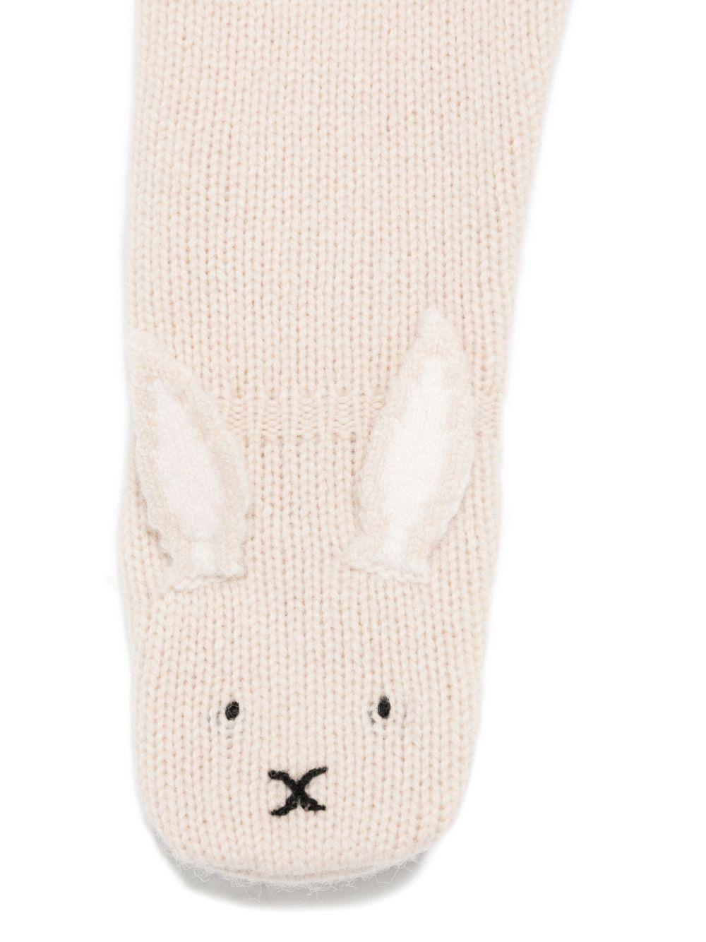 Pantaloni per neonata Donsje beige con applicazione orecchie coniglio - Rubino Kids