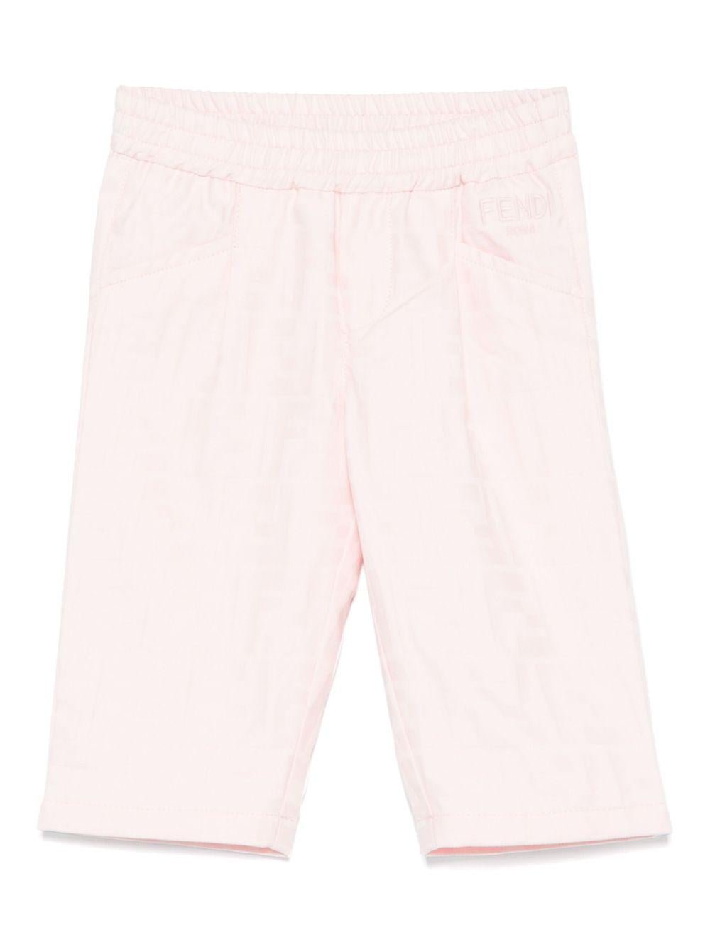 Pantaloni per neonata Fendi Kids rosa con elastico in vita - Rubino Kids