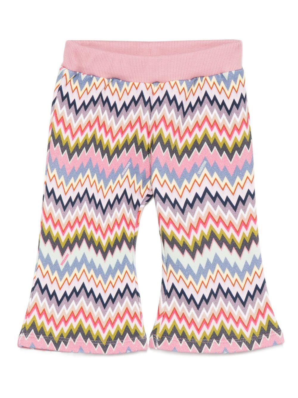 Pantaloni per neonata Missoni Kids rosa con motivo a zigzag - Rubino Kids