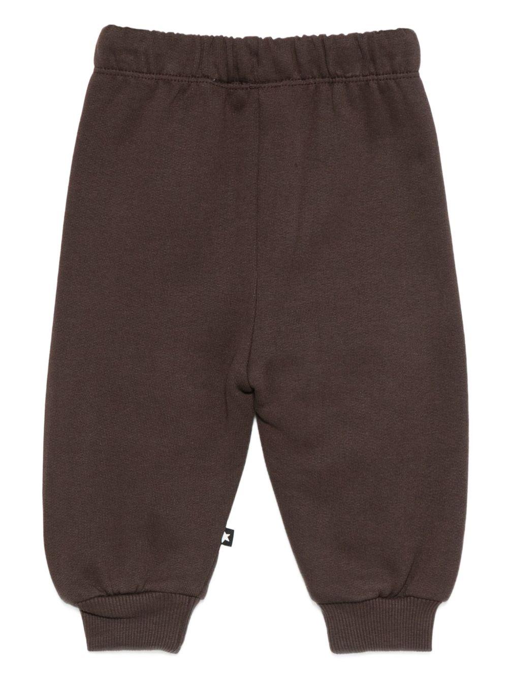 Pantaloni per neonati Molo marroni con ricamo orsetto - Rubino Kids