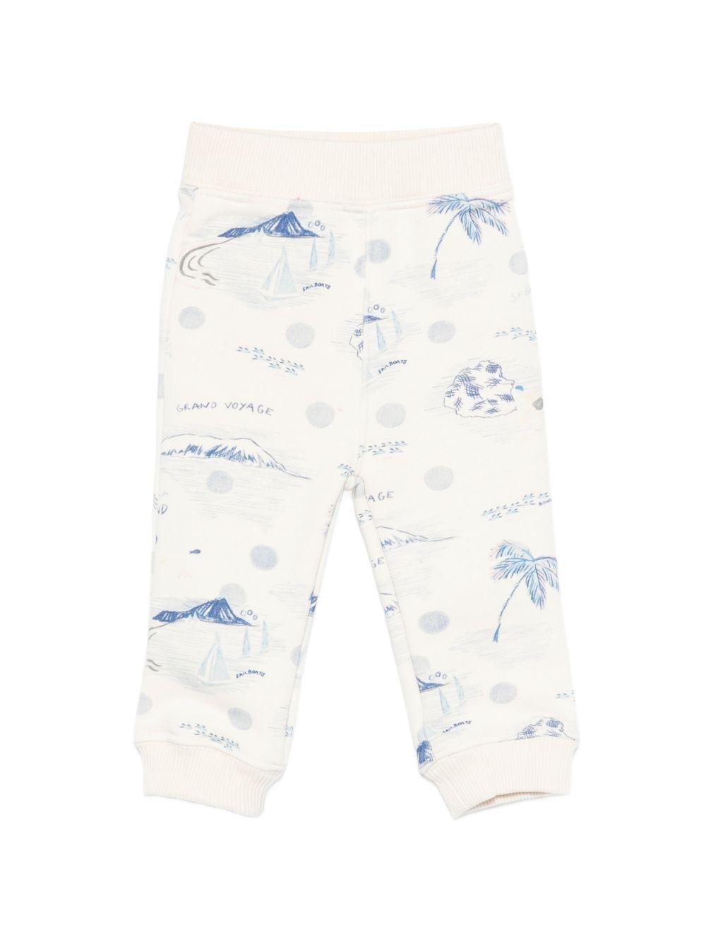Pantaloni per neonato Bonpoint bianco con stampa grafica blu all - over - Rubino Kids