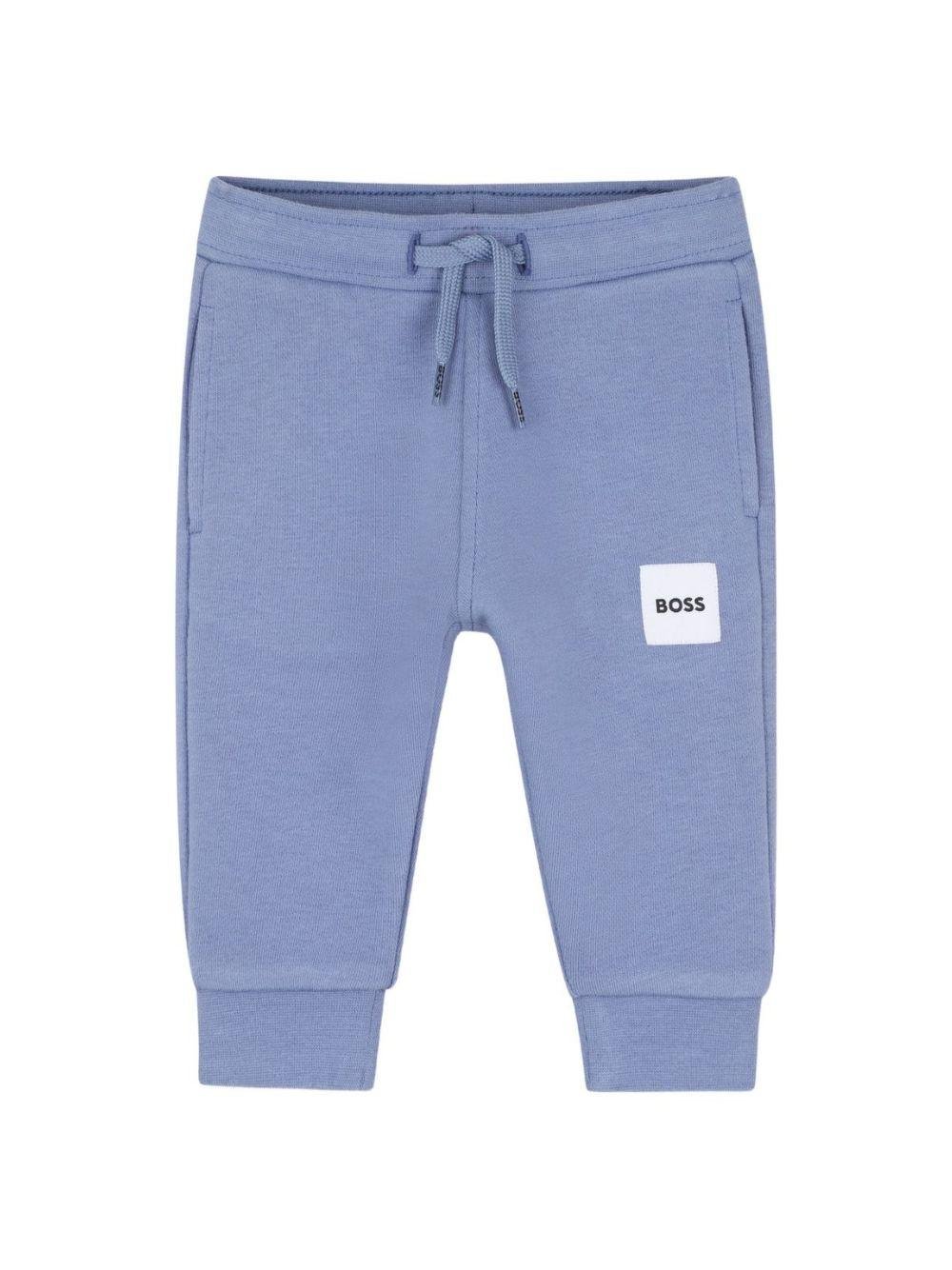Pantaloni per neonato Boss Kids blu con couilisse e logo - Rubino Kids