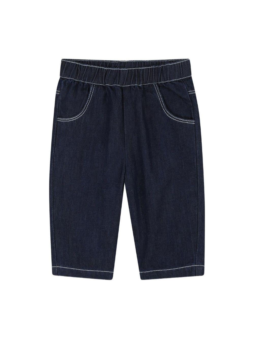 Pantaloni per neonato Kenzo Kids blu con cuciture a contrasto - Rubino Kids