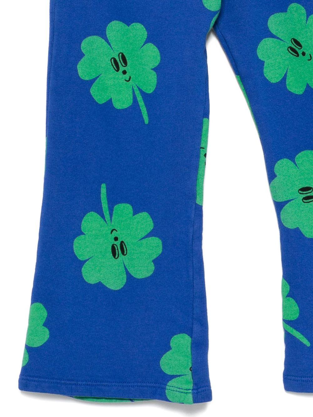 Pantaloni sportivi per bambina Bobo Choses blu con stampa a trifoglio - Rubino Kids