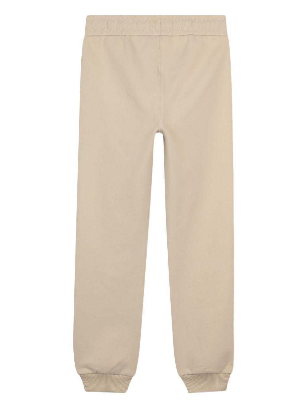 Pantaloni sportivi per bambina Chloé Kids beige con coulisse e logo - Rubino Kids