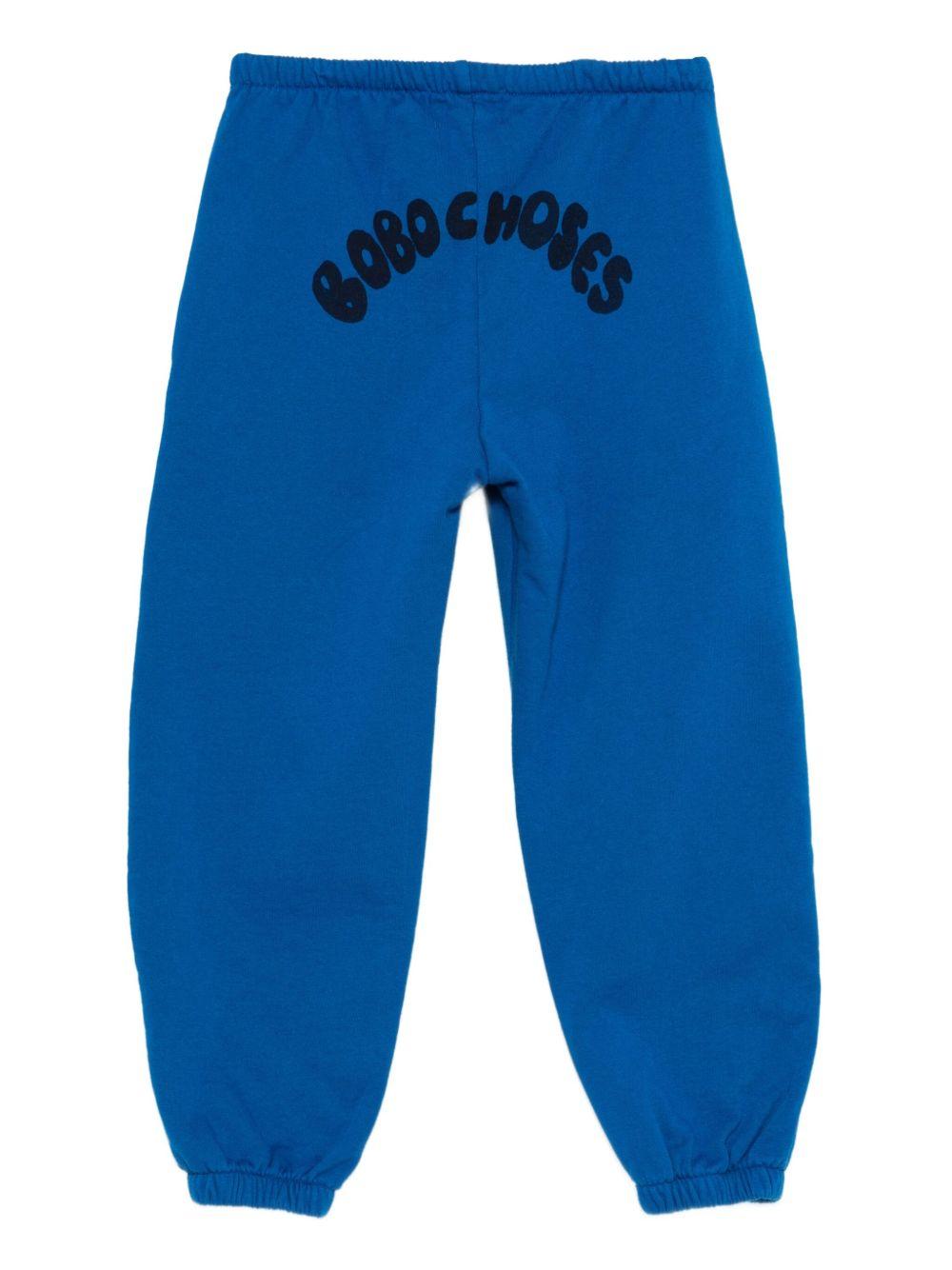 Pantaloni sportivi per bambino Bobo Choses blu con logo stampato sul retro - Rubino Kids