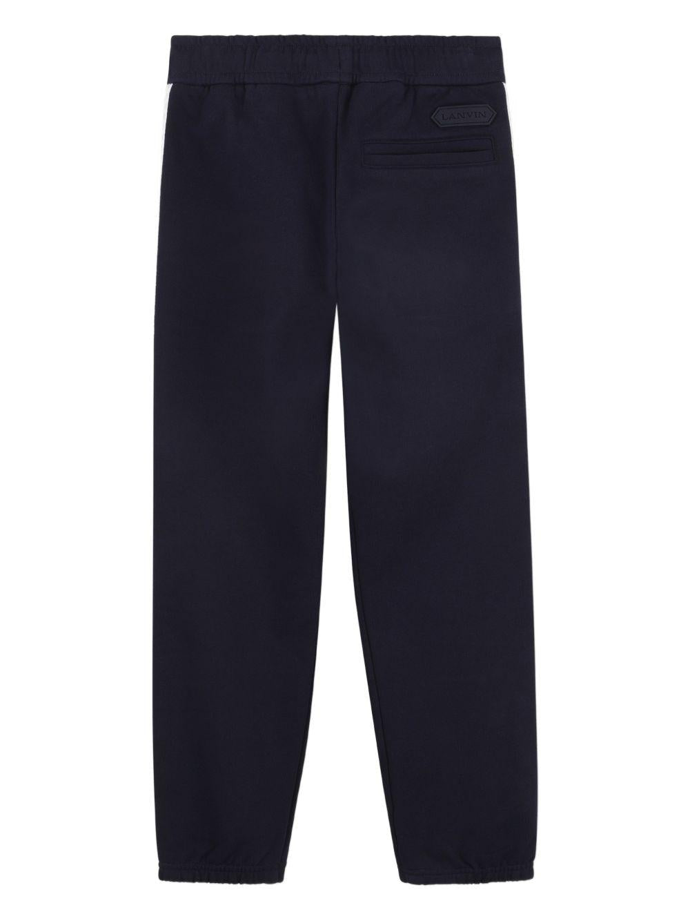 Pantaloni sportivi per bambino Lanvin Enfant blu navy con righe laterali - Rubino Kids