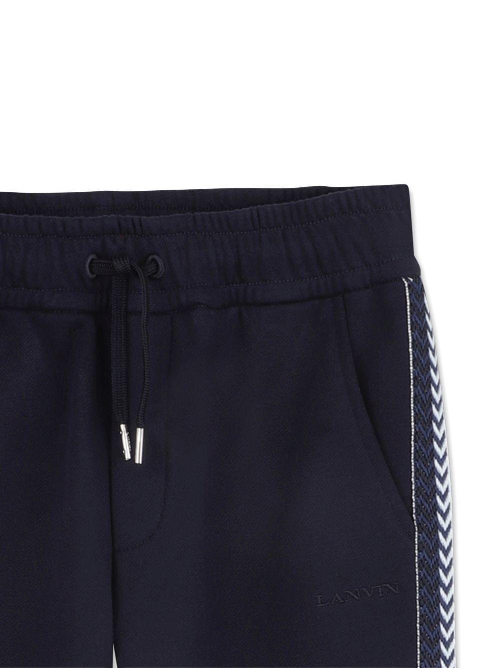Pantaloni sportivi per bambino Lanvin Enfant blu navy con righe laterali - Rubino Kids