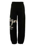 Pantaloni sportivi per bambino MSGM Kids nero con stampa del logo - Rubino Kids