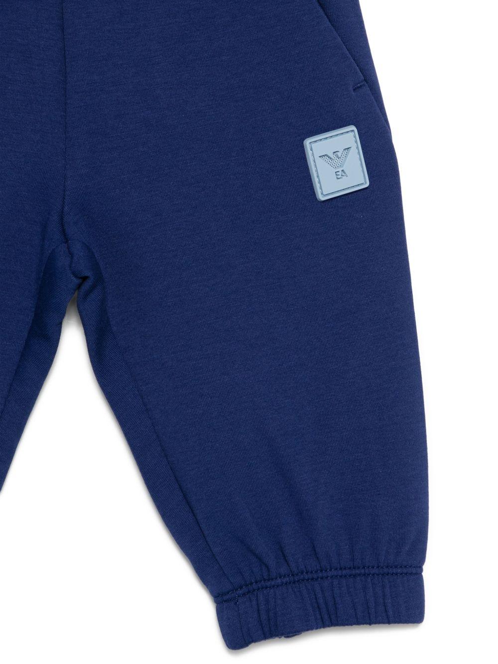 Pantaloni sportivi per neonato Emporio Armani Kids blu con applicazione logo - Rubino Kids