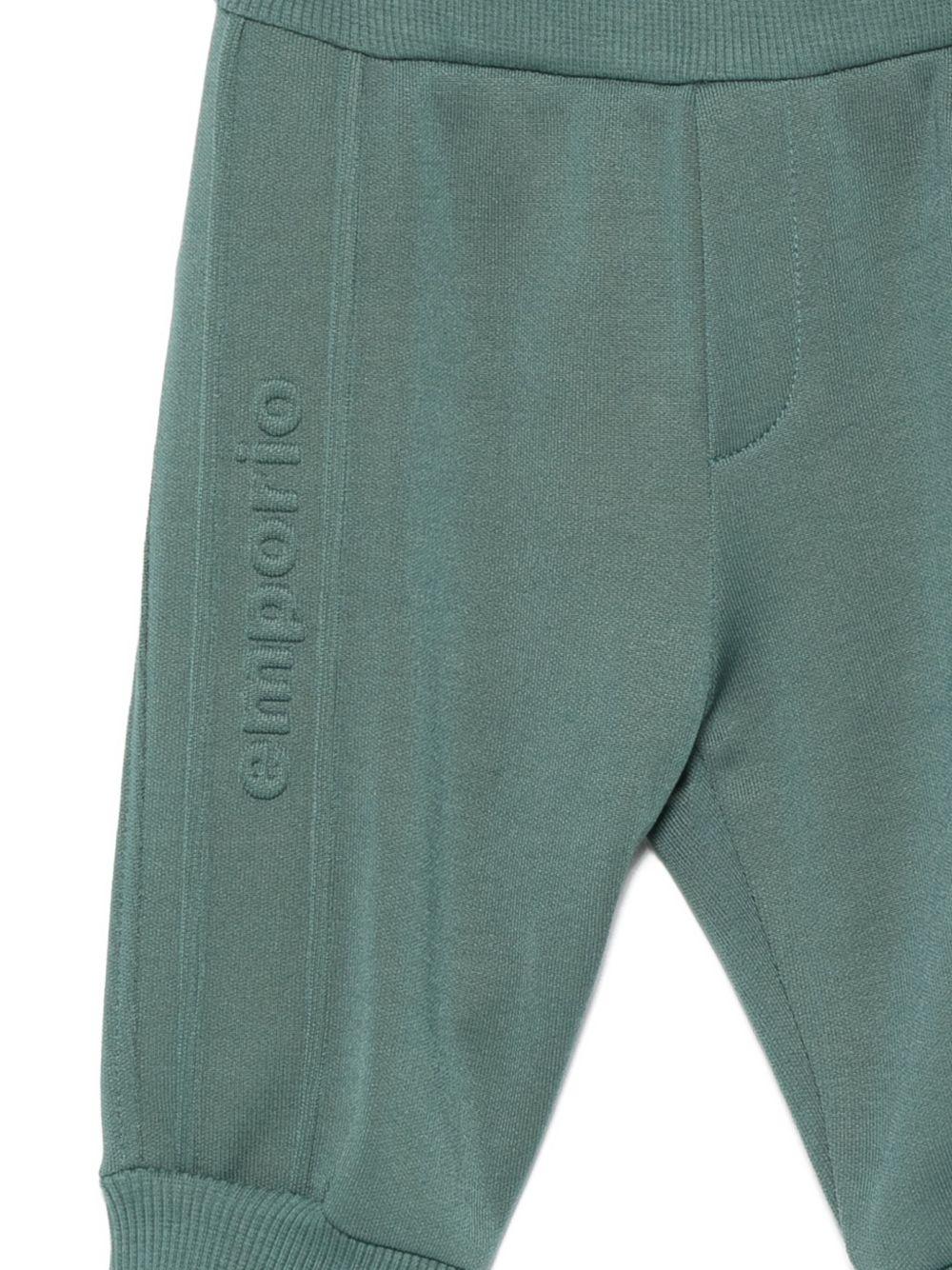Pantaloni sportivi per neonato Emporio Armani Kids verdi con logo in rilievo - Rubino Kids