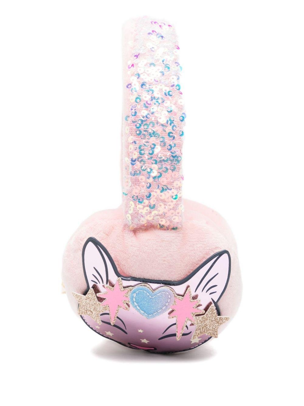 Paraorecchie per bambina Billieblush rosa decorati con paillettes e orecchie di gatto - Rubino Kids