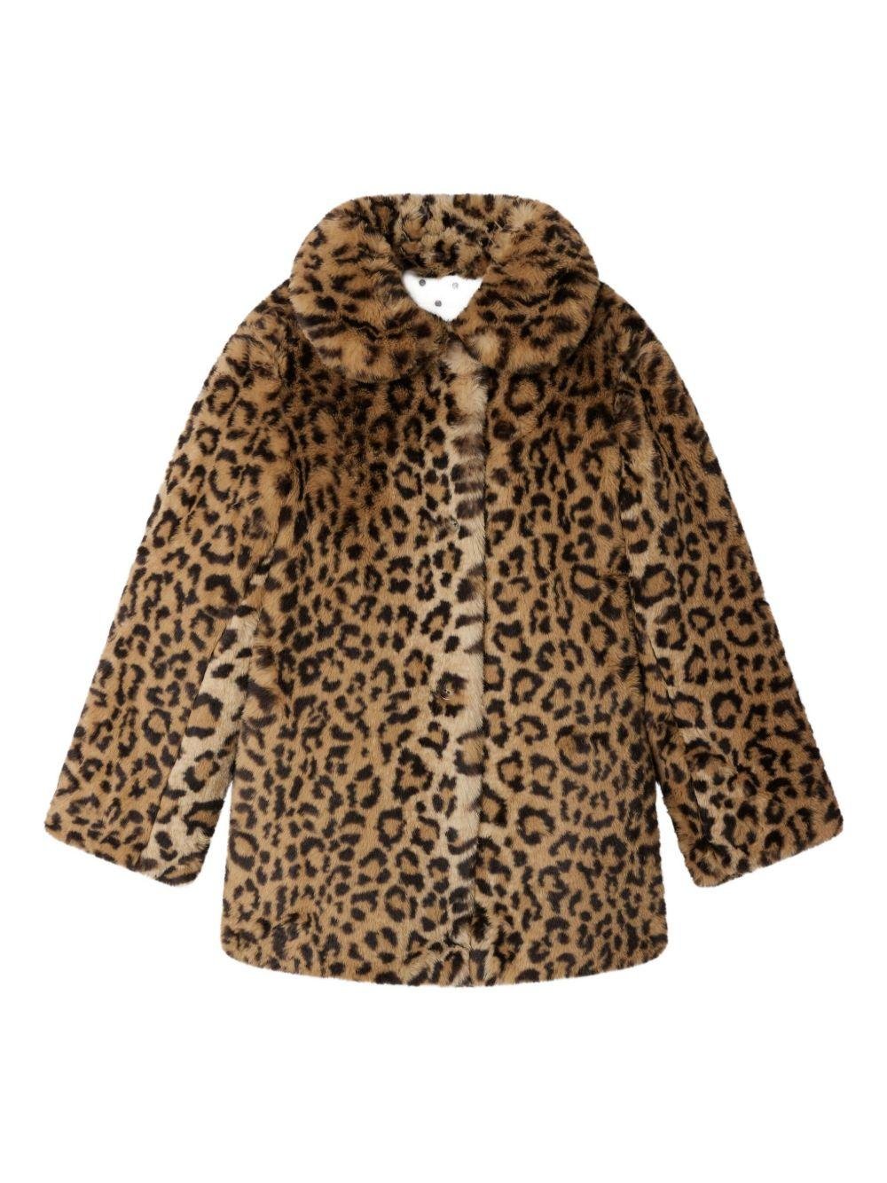 Pelliccia sintetica per bambina Bonpoint marrone con stampa animalier - Rubino Kids