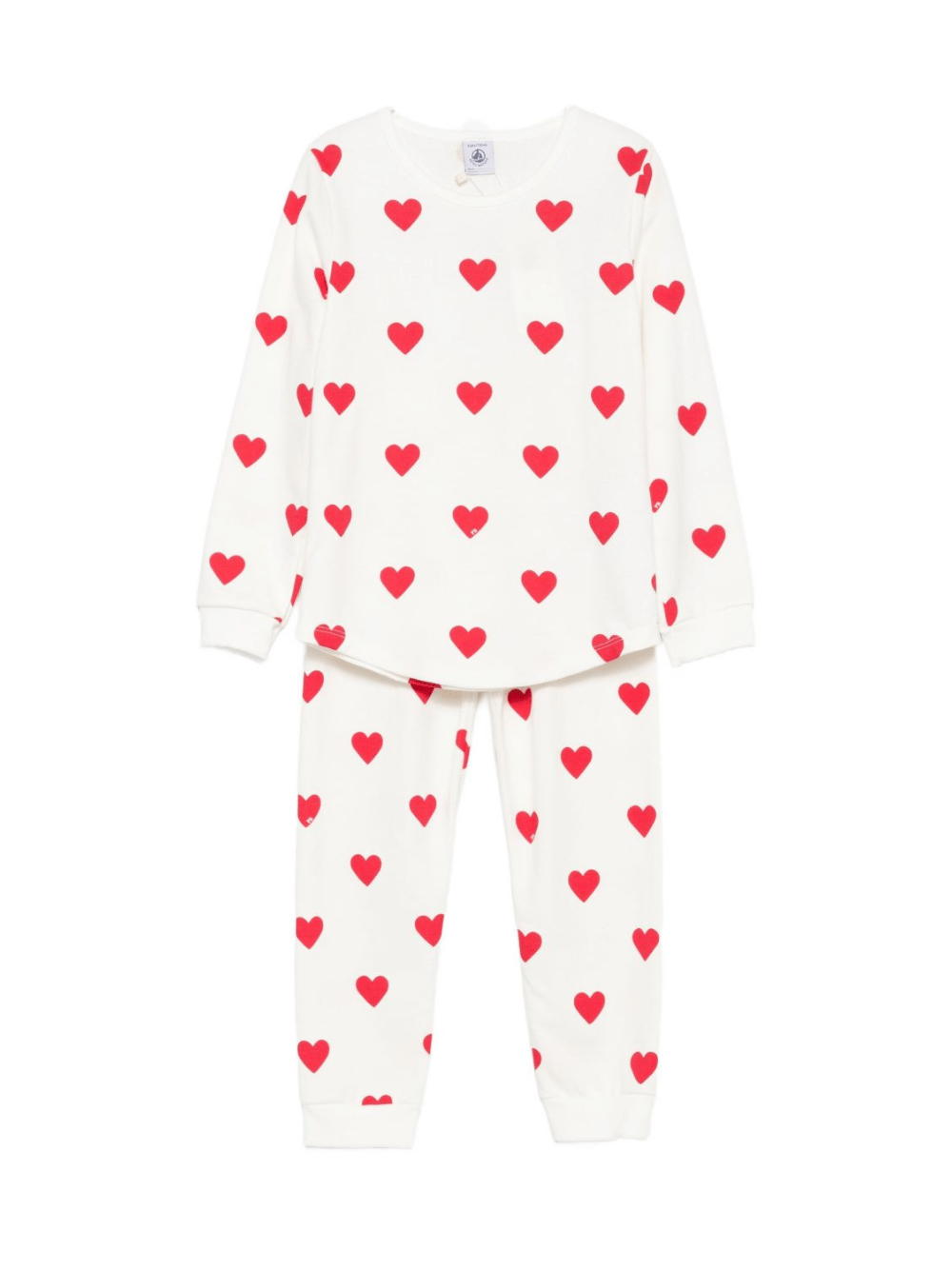 Pigiama per bambina Petit Bateau bianco con stampa a cuori - Rubino Kids
