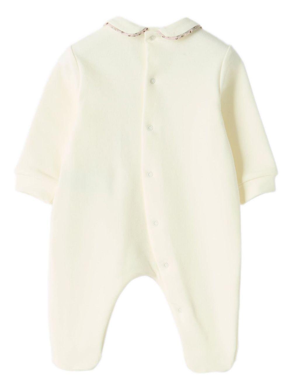 Pigiama per neonata Il Gufo crema con colletto a fiori - Rubino Kids
