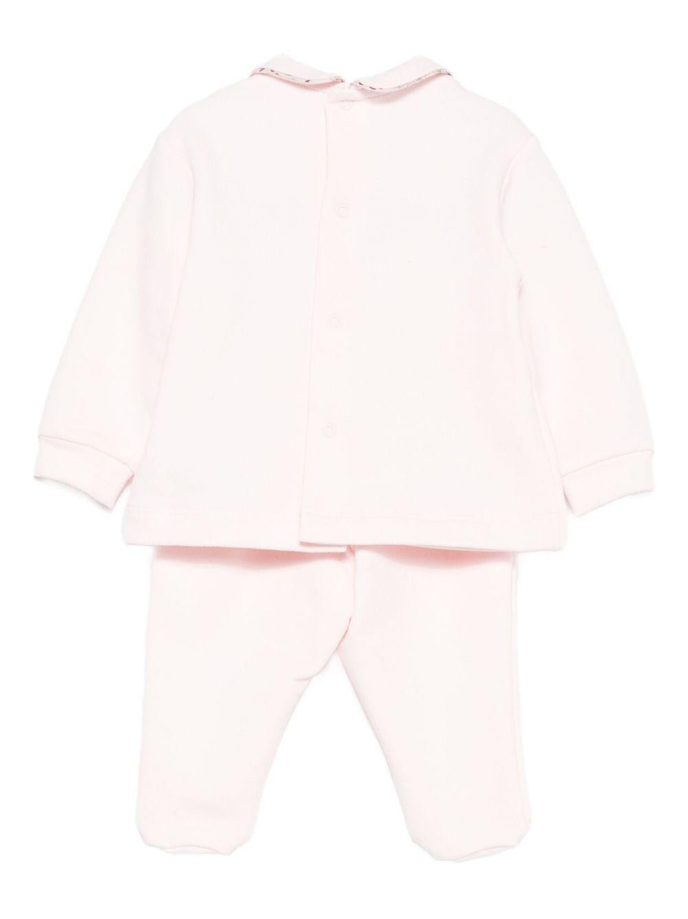 Pigiama per neonata Il Gufo rosa con ricamo animali sul davanti - Rubino Kids