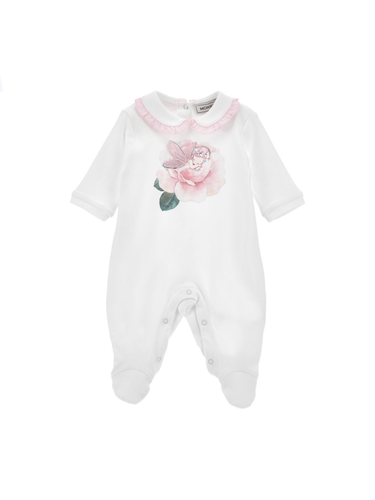 Pigiama per neonata Monnalisa bianca con stampa grafica a fiori all - over - Rubino Kids