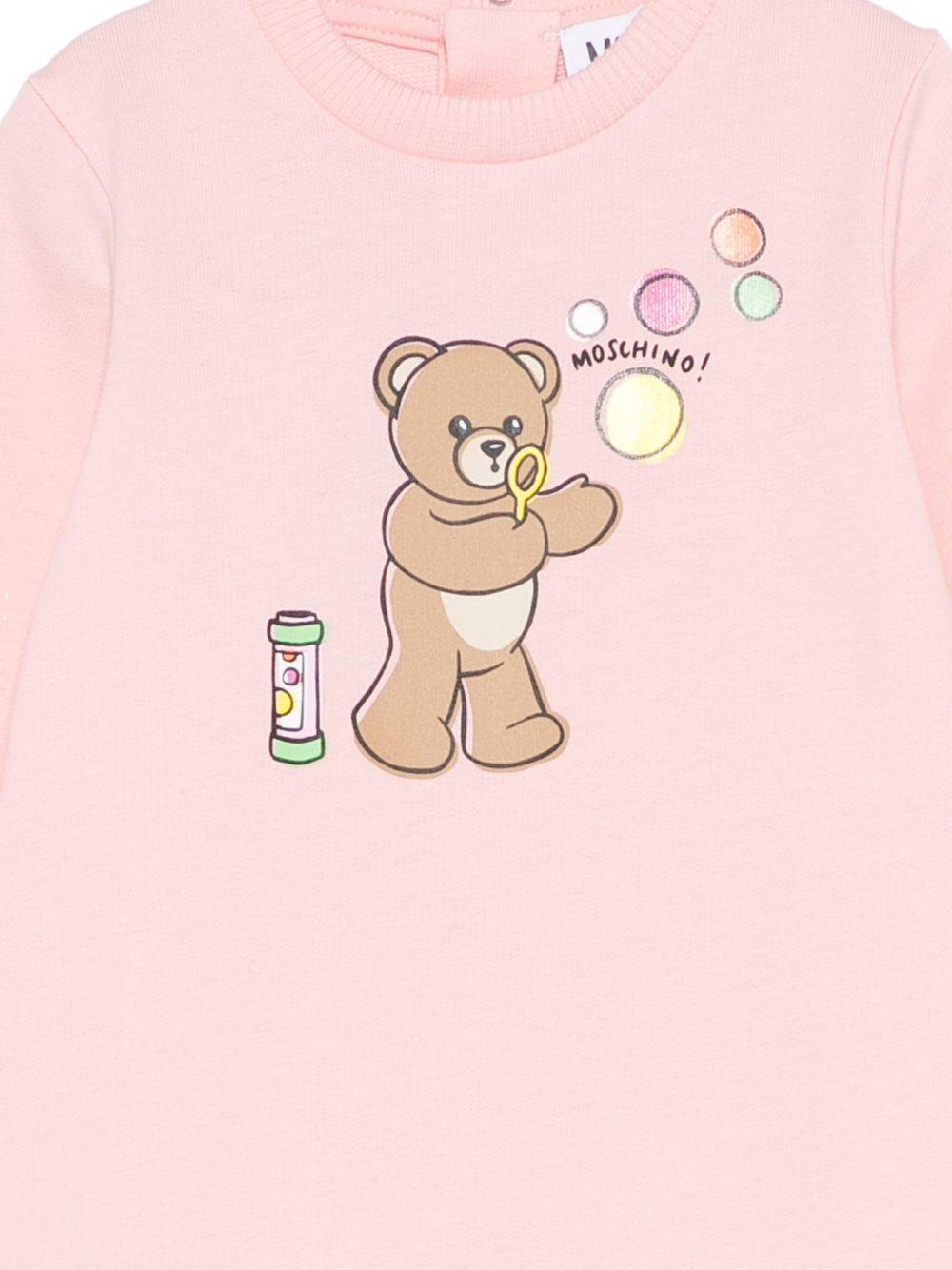 Pigiama per neonata Moschino Kids rosa con stampa grafica Teddy bear - Rubino Kids