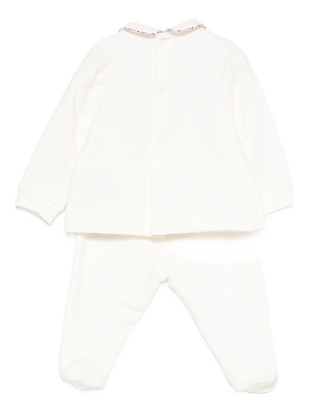 Pigiama per neonati Il Gufo bianco con ricamo animali sul davanti - Rubino Kids