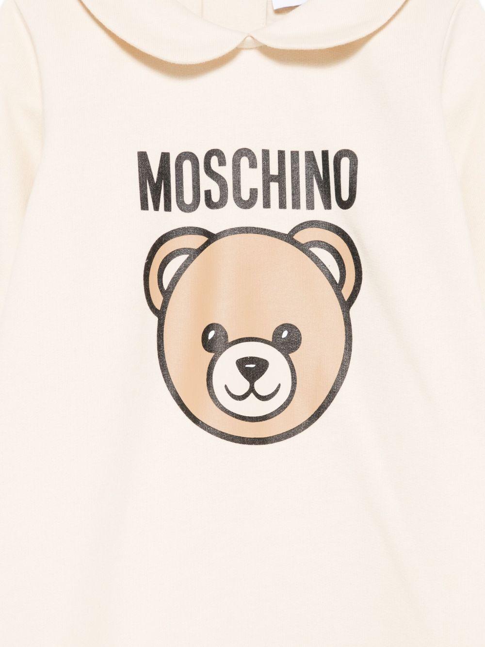 Pigiama per neonati Moschino Kids beige con stampa Teddy e colletto alla Peter Pan - Rubino Kids