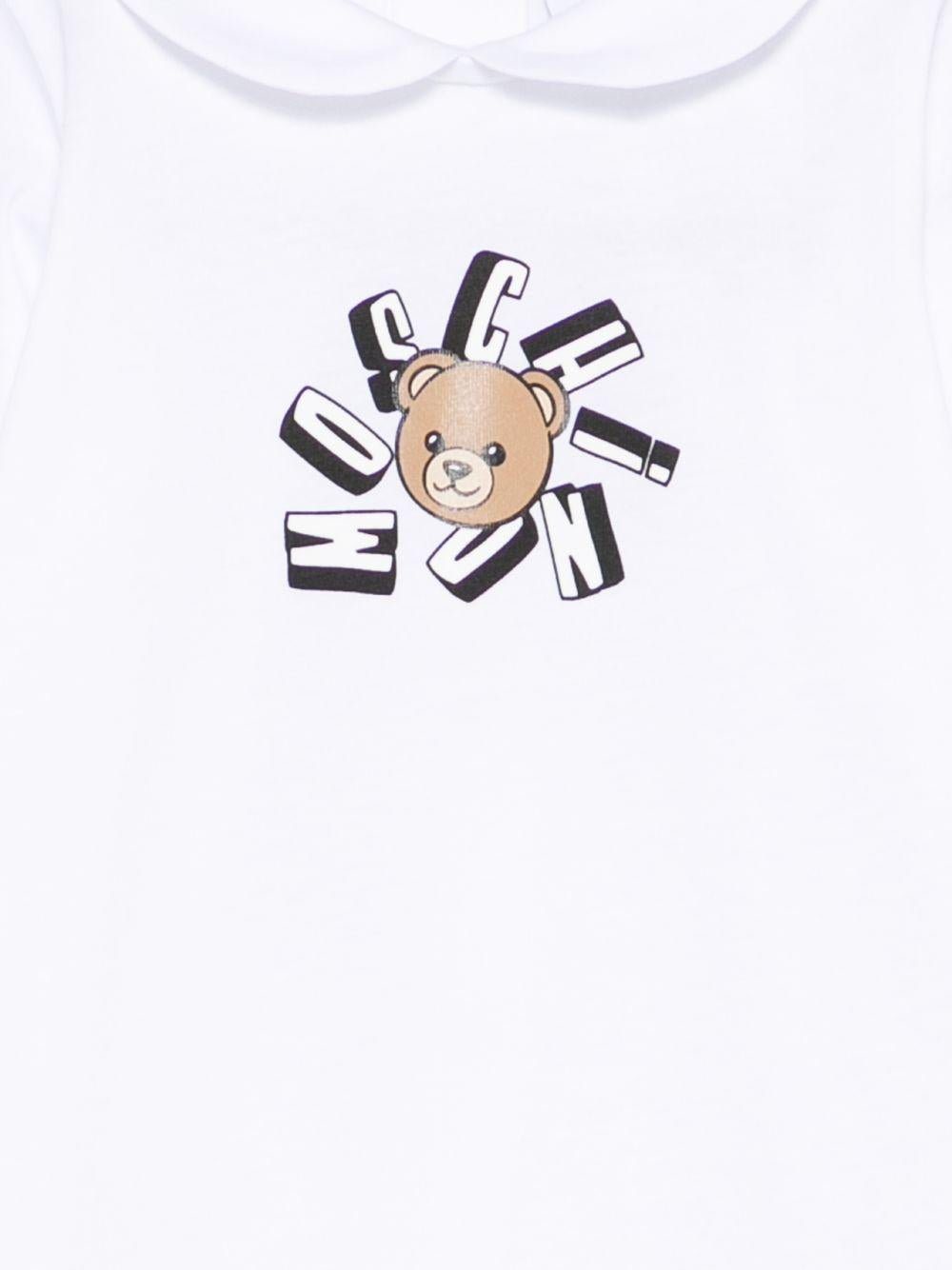 Pigiama per neonati Moschino Kids bianco con stampa grafica Teddy Bear - Rubino Kids
