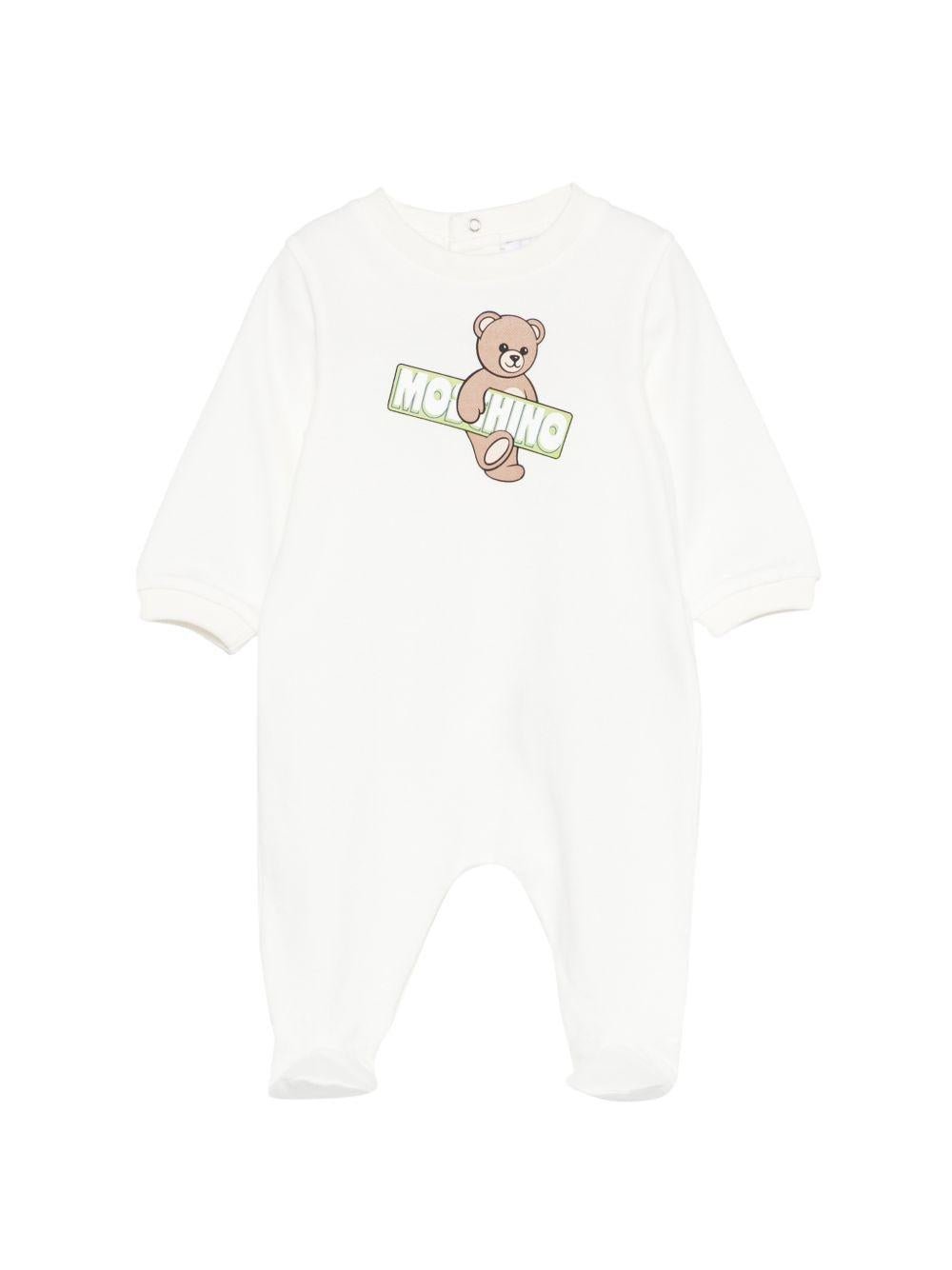 Pigiama per neonato Moschino Kids bianco con stampa Teddy - Rubino Kids
