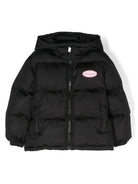 Piumino con applicazione per bambina Off - White Kids nero con orli elasticizzati - Rubino Kids