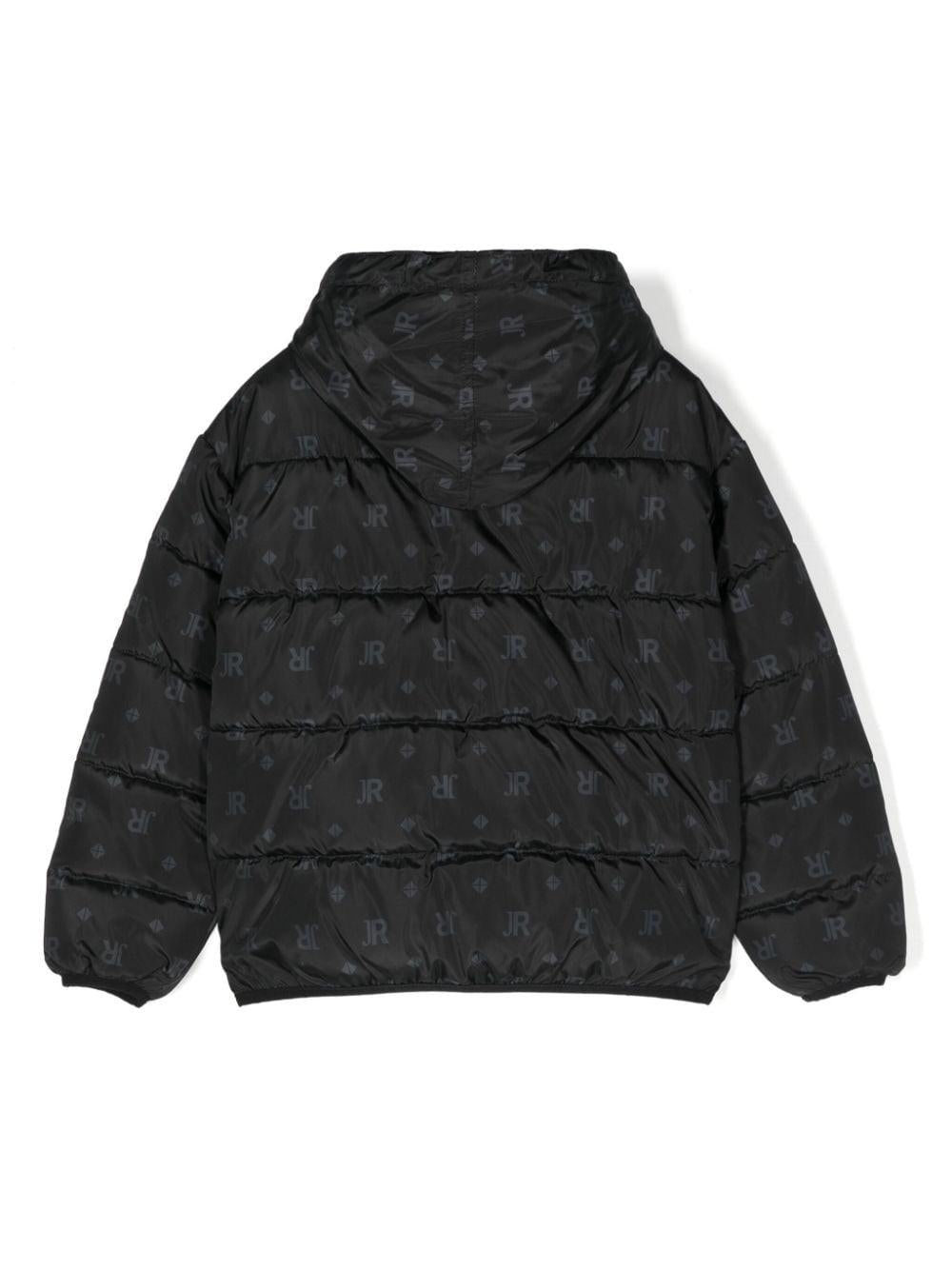 Piumino con stampa per bambino John Richmond Junior nero con orli elasticizzati - Rubino Kids