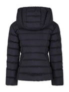 Piumino Egisto trapuntato per bambina Moncler Enfant nero con cappuccio - Rubino Kids