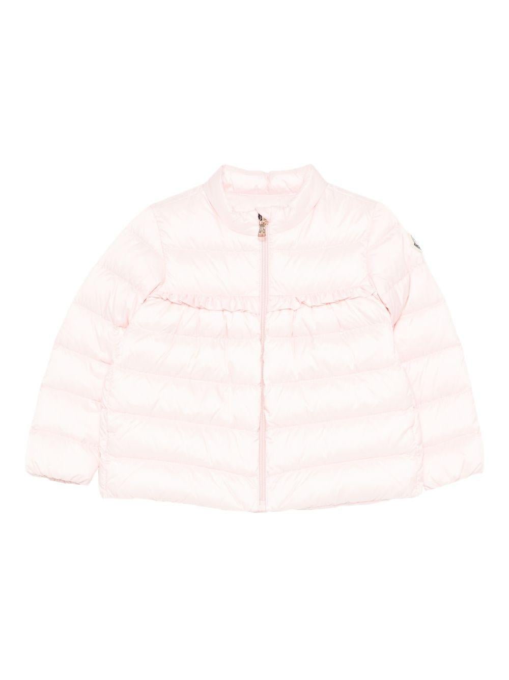 Piumino Nazife per neonata Moncler Enfant rosa con finiture con ruches - Rubino Kids
