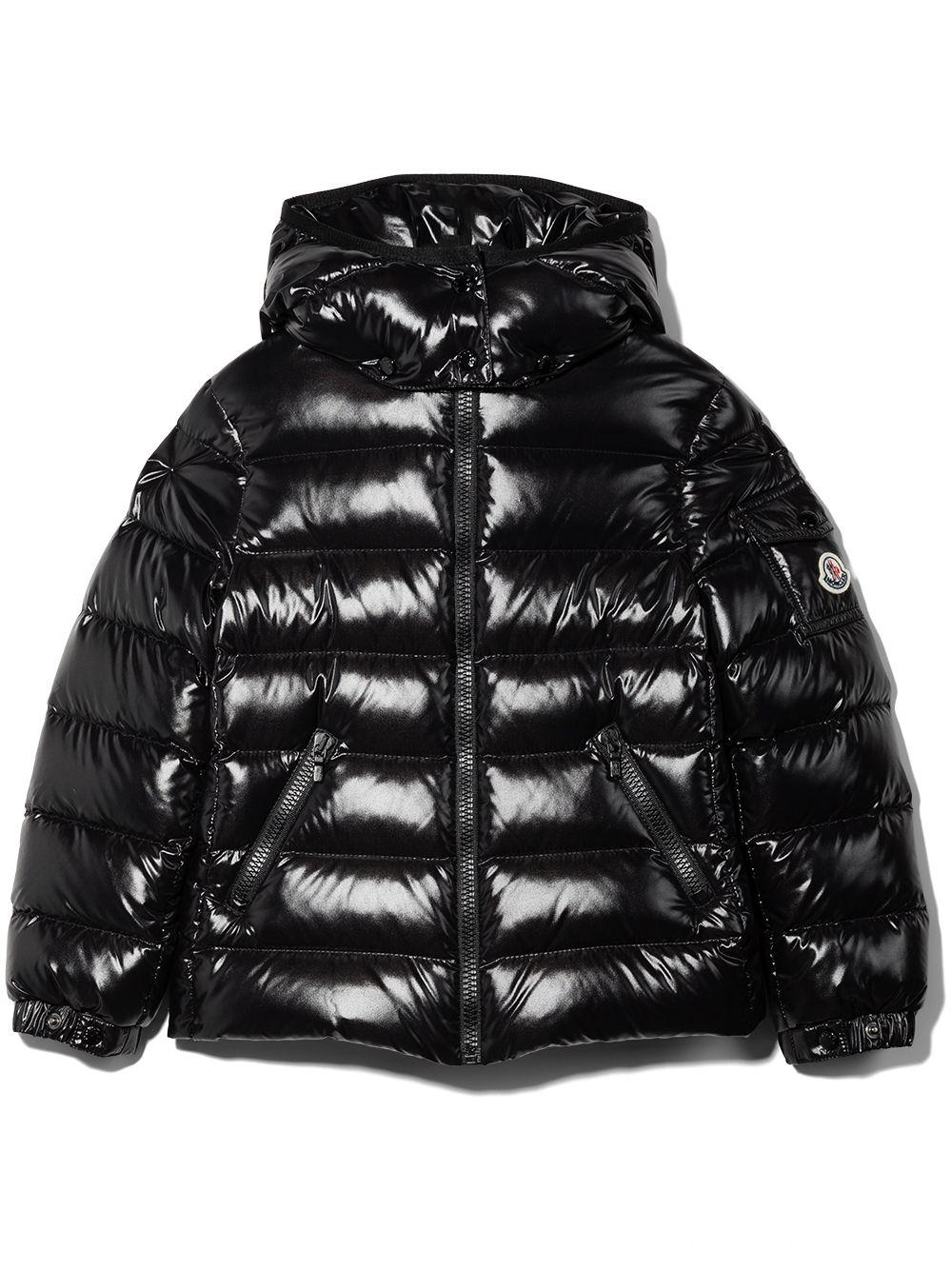 Piumino New Maya per bambino Moncler Enfant nero con applicazione sulla manica con logo - Rubino Kids