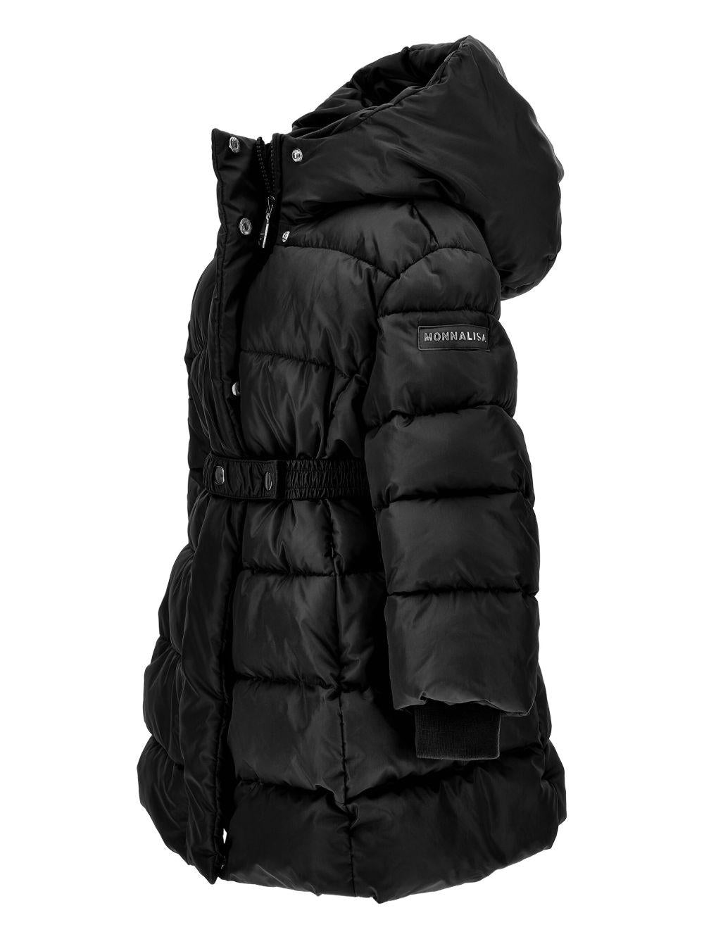 Piumino per bambina Monnalisa nero con cappuccio - Rubino Kids