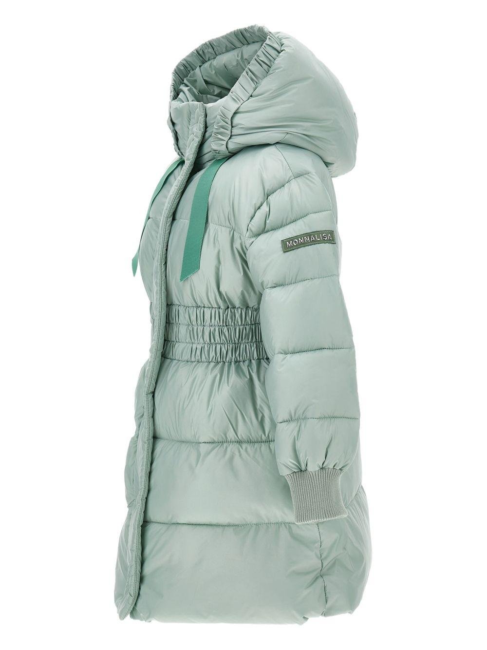 Piumino per bambina Monnalisa verde menta con cappuccio - Rubino Kids