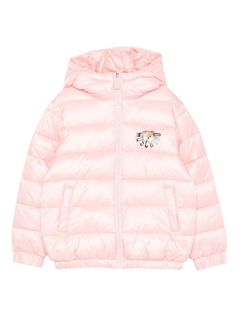 Piumino per bambina Moschino Kids rosa con dettaglio logo - Rubino Kids