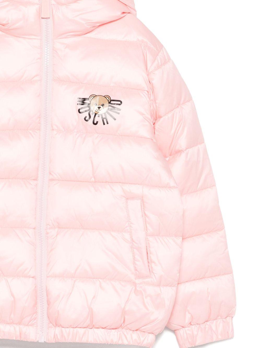 Piumino per bambina Moschino Kids rosa con dettaglio logo - Rubino Kids