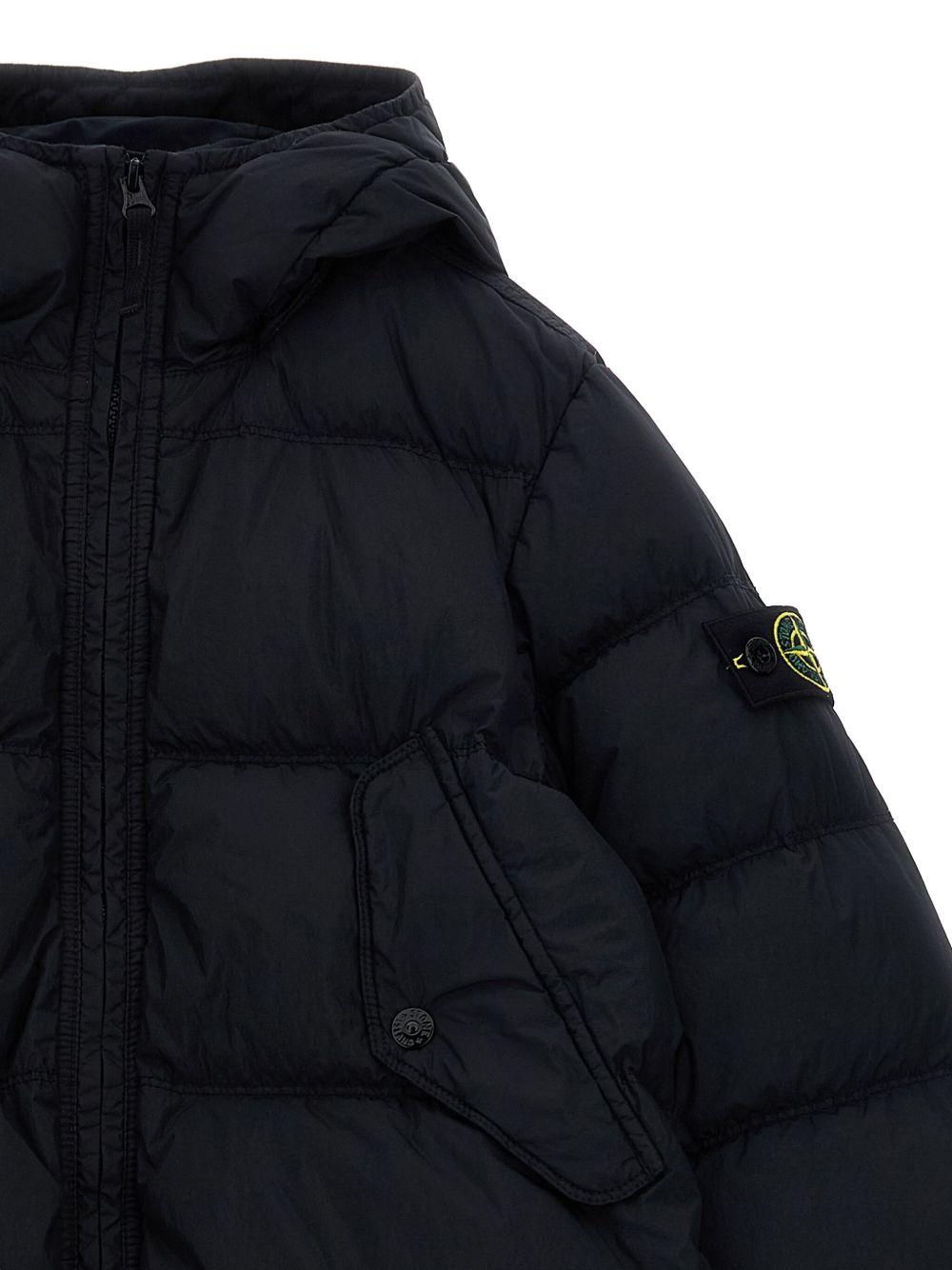 Piumino per bambino Stone Island Junior nero trapuntato con cappuccio - Rubino Kids