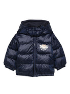Piumino per neonato Moschino Kids blu con stampa con logo - Rubino Kids