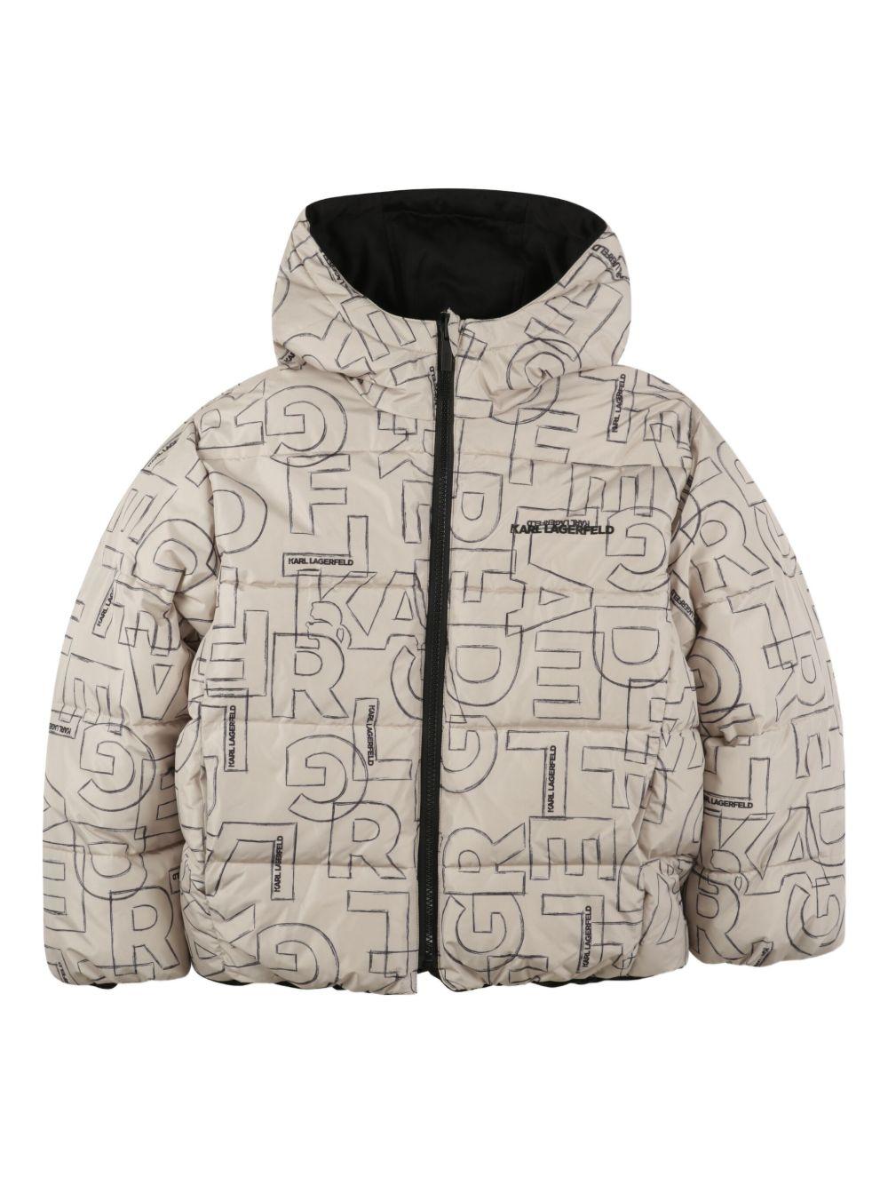 Piumino trapuntato per bambino Karl Lagerfeld Kids beige con logo - Rubino Kids