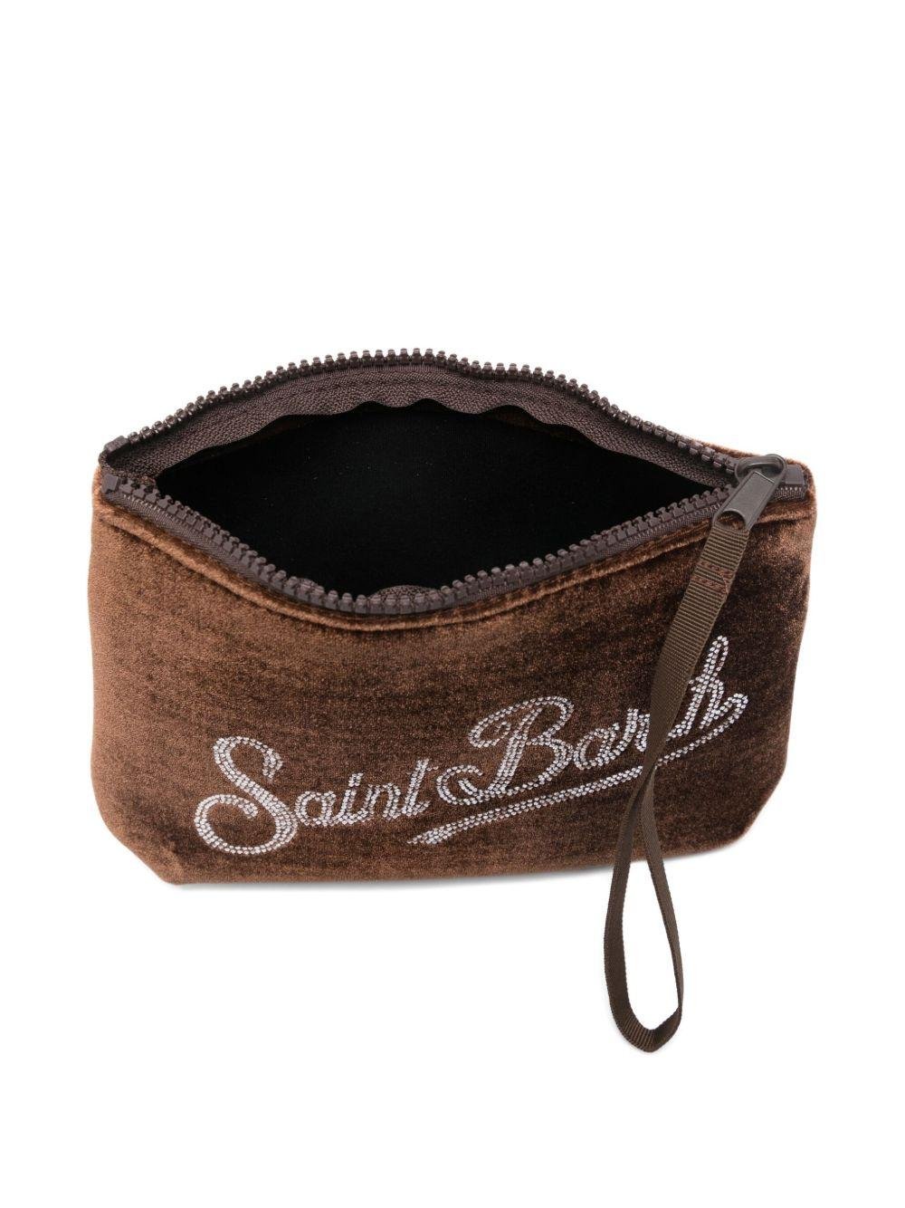 Pochette per bambina MC2 Saint Barth kids marrone con logo in paillettes - Rubino Kids