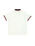 Polo con applicazione logo per bambino Moncler Enfant bianco con abbottonatura frontale corta - Rubino Kids