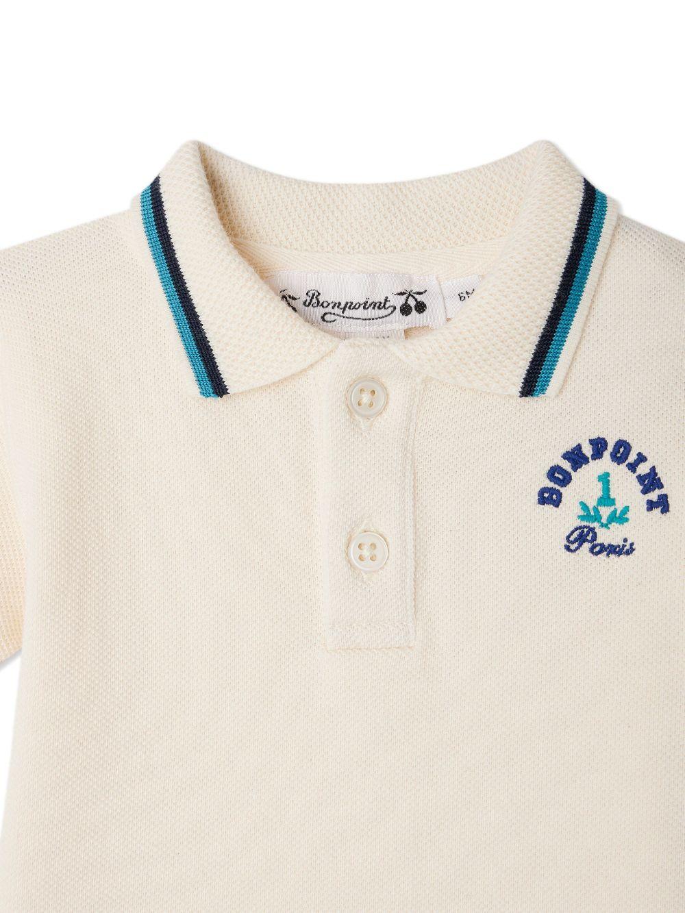 Polo Finn per neonato Bonpoint bianco con design ricamato - Rubino Kids
