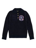 Polo in maglia per bambino Balmain Kids blu con falsatura frontale con abbottonatura - Rubino Kids