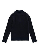 Polo in maglia per bambino Balmain Kids blu con falsatura frontale con abbottonatura - Rubino Kids