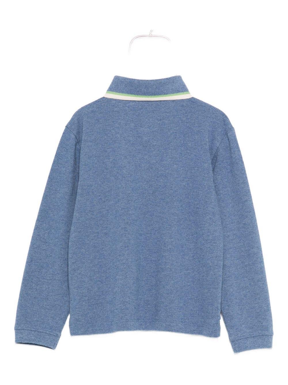 Polo in maglia per bambino Bonpoint blu con tre bottoni - Rubino Kids