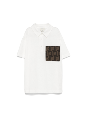 Polo junior in jersey con tasca per bambino Fendi Kids bianco con orlo dritto