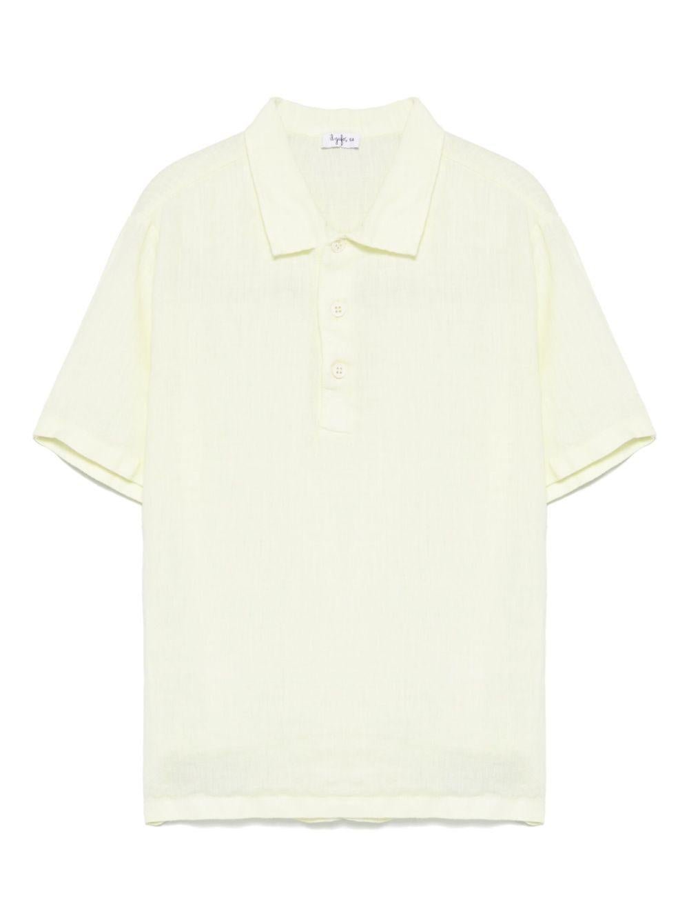 Polo leggera per bambino Il Gufo giallo lime in lino - Rubino Kids